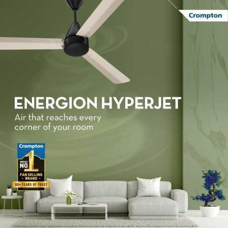 Crompton Energion Hyperjet 1200mm BLDC Ceiling Fan | Point Anywhere Remote Control | BEE 5 Star Rated Energy Efficient |