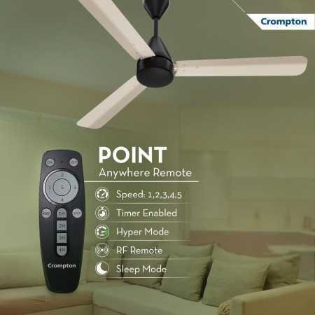 Crompton Energion Hyperjet 1200mm BLDC Ceiling Fan | Point Anywhere Remote Control | BEE 5 Star Rated Energy Efficient |