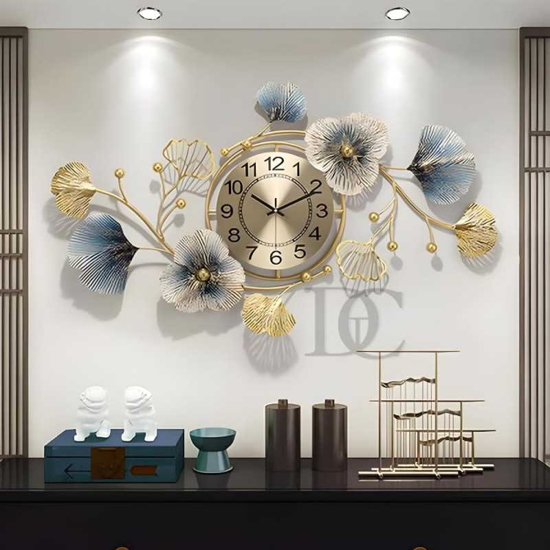 The Decor Company Metal Wall Clock-Floral Design With Silent Sweep Machine-Ideal Home Decor Items & Wall Decoration Items For