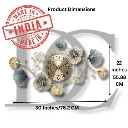 The Decor Company Metal Wall Clock-Floral Design With Silent Sweep Machine-Ideal Home Decor Items & Wall Decoration Items For