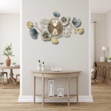 The Decor Company Metal Wall Clock-Floral Design With Silent Sweep Machine-Ideal Home Decor Items & Wall Decoration Items For