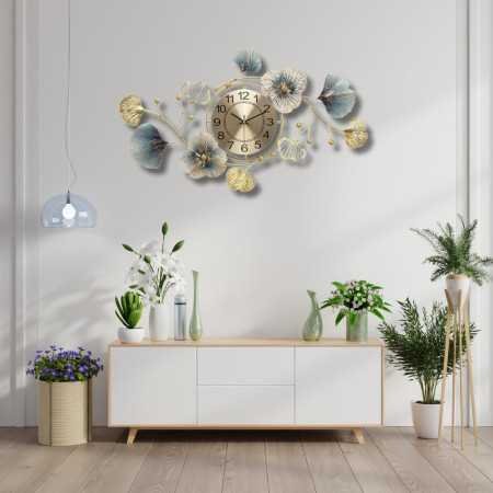 The Decor Company Metal Wall Clock-Floral Design With Silent Sweep Machine-Ideal Home Decor Items & Wall Decoration Items For
