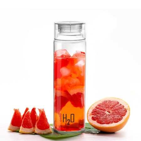 CELLO H2O Glass Fridge Water Bottle with Plastic Cap | Leak proof & break-proof | Wide mouth & Easy to Clean | Best Usage for