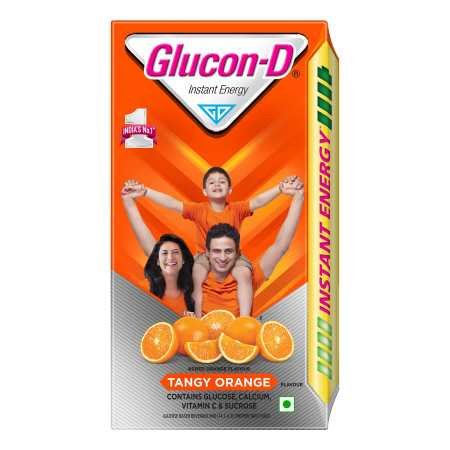 Glucon-D Tangy Orange Glucose Powder (1kg, Refill)| Tasty Orange Flavoured Glucose Drink| Provides Instant Energy| Vitamin C