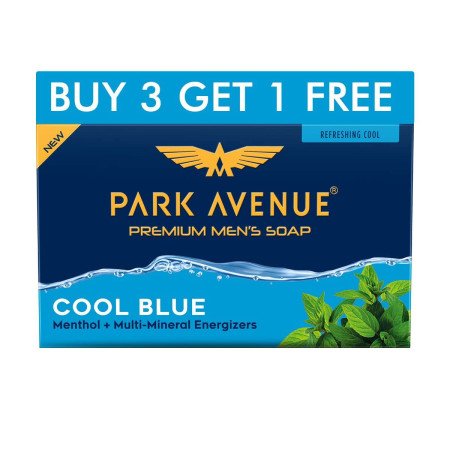Park Avenue Premium Mens Soaps for Bath Cool Blue | 125g (Pack of 4) | Menthol & Mineral Energizer | Grade 1 Soap | For All Skin Park Avenue Premium Mens Soaps for Bath Cool Blue | 125g (Pack of 4) | Menthol & Mineral Energizer | Grade 1 Soap | For All Skin