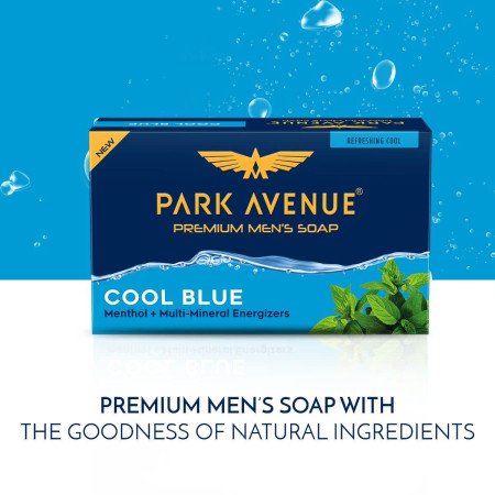Park Avenue Premium Mens Soaps for Bath Cool Blue | 125g (Pack of 4) | Menthol & Mineral Energizer | Grade 1 Soap | For All Skin Park Avenue Premium Mens Soaps for Bath Cool Blue | 125g (Pack of 4) | Menthol & Mineral Energizer | Grade 1 Soap | For All Skin