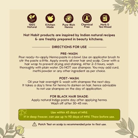 Nat Habit - Fresh Ready To Apply Henna Paste, Pre-Soaked in Black Tea and Herbs,100% Natural Rajasthani Henna, Imparts Rich Nat Habit - Fresh Ready To Apply Henna Paste, Pre-Soaked in Black Tea and Herbs,100% Natural Rajasthani Henna, Imparts Rich