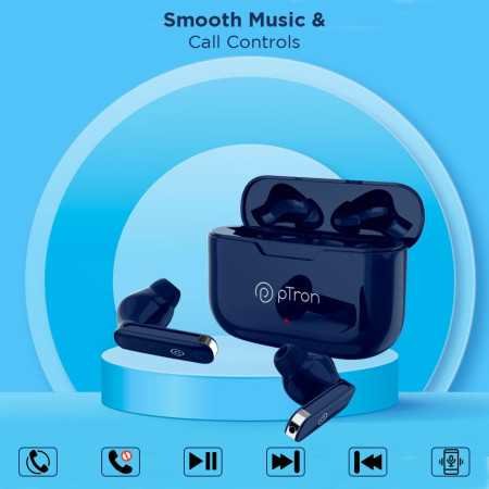 pTron Bassbuds Duo in-Ear Bluetooth 5.1 Wireless Headphones, Stereo Audio, Touch Control TWS Earbuds with HD Mic, Type-C Fast