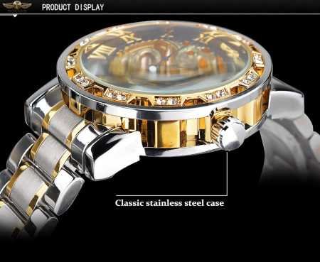 FORSINING Mechanical Men's Watch(Gold Dial Silver Colored Strap)-S1089-2 FORSINING Mechanical Men's Watch(Gold Dial Silver Colored Strap)-S1089-2
