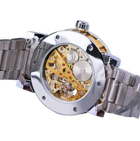 FORSINING Mechanical Men's Watch(Gold Dial Silver Colored Strap)-S1089-2 FORSINING Mechanical Men's Watch(Gold Dial Silver Colored Strap)-S1089-2