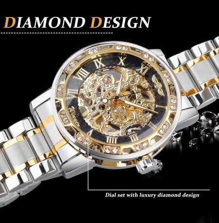 FORSINING Mechanical Men's Watch(Gold Dial Silver Colored Strap)-S1089-2 FORSINING Mechanical Men's Watch(Gold Dial Silver Colored Strap)-S1089-2