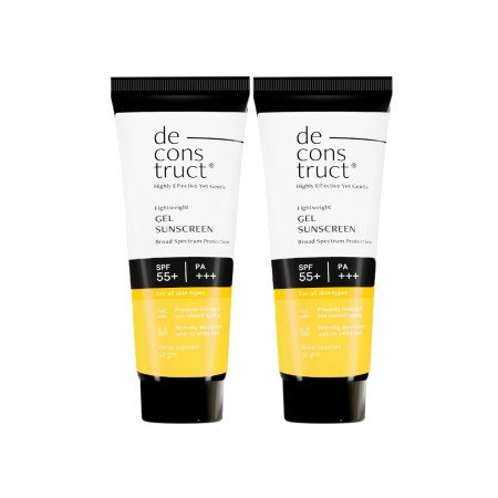 Deconstruct Face Gel Sunscreen SPF 55+ and PA+++ | Gel based sunscreen for oily skin, combination skin, normal skin | Broad