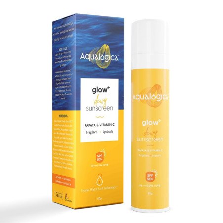 Aqualogica Glow+ Dewy Sunscreen SPF 50 PA++++ | UVA/B & Blue Light Protection for Men & Women | Oily, Dry, Sensitive &