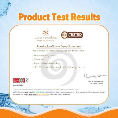 Aqualogica Glow+ Dewy Sunscreen SPF 50 PA++++ | UVA/B & Blue Light Protection for Men & Women | Oily, Dry, Sensitive & Aqualogica Glow+ Dewy Sunscreen SPF 50 PA++++ | UVA/B & Blue Light Protection for Men & Women | Oily, Dry, Sensitive &