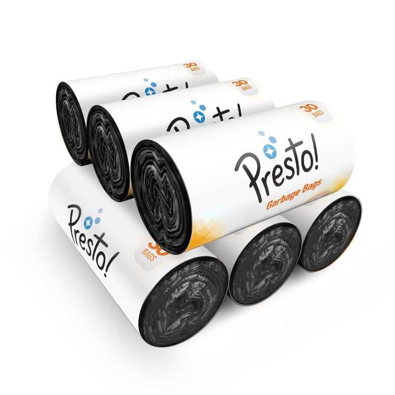 Amazon Brand - Presto! Garbage Bags Medium 180 Count|19 x 21 inches Black , For Dry & Wet waste|30 bags/roll (Pack of 6) Amazon Brand - Presto! Garbage Bags Medium 180 Count|19 x 21 inches Black , For Dry & Wet waste|30 bags/roll (Pack of 6)