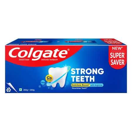Colgate Strong Teeth Toothpaste, 500g, Indias No: 1 Toothpaste Brand, Calcium-boost Tooth Paste for 2X Stronger Teeth, Whitens