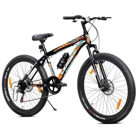 Leader Beast 26T Multispeed (7 Speed) Mountain Bike with Front Suspension & Dual Disc Brake - MATT Black/SEA Green. Ideal for 12