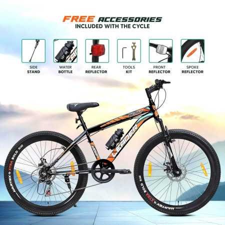 Leader Beast 26T Multispeed (7 Speed) Mountain Bike with Front Suspension & Dual Disc Brake - MATT Black/SEA Green. Ideal for 12