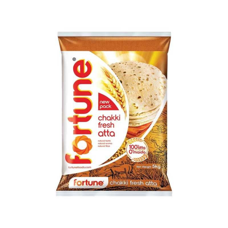 Fortune Chakki Fresh Atta, 5 kg, 100% Atta 0% Maida Fortune Chakki Fresh Atta, 5 kg, 100% Atta 0% Maida