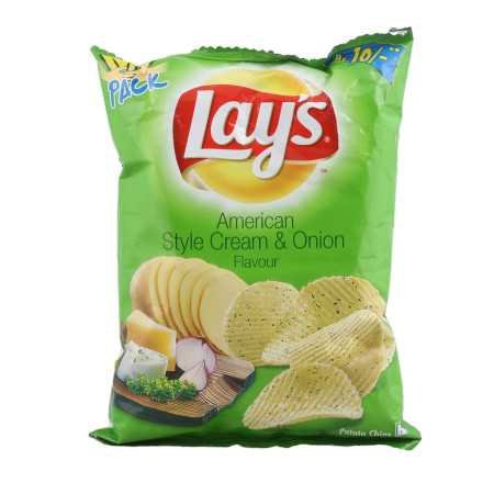 Lay's Potato Chips 48 Gram, American Style Cream & Onion Flavour, Crunchy Chips & Snacks (Weight May Vary)