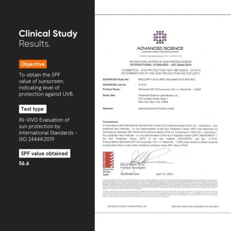 Minimalist Sunscreen SPF 50 PA++++ | Clinically Tested in US (In-Vivo) | Lightweight with Multi-Vitamins | No White Cast | Broad