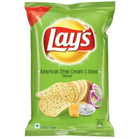 Lay's Potato Chips 48 Gram, American Style Cream & Onion Flavour, Crunchy Chips & Snacks (Weight May Vary)