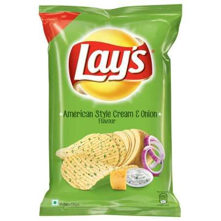 Lay's Potato Chips 48 Gram, American Style Cream & Onion Flavour, Crunchy Chips & Snacks (Weight May Vary)