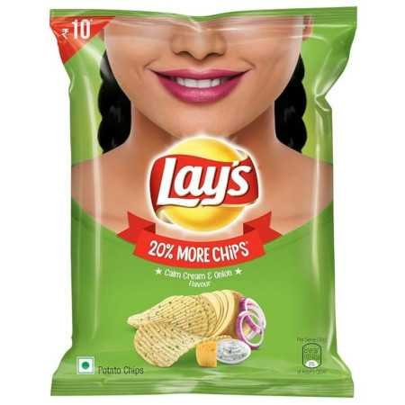 Lay's Potato Chips 48 Gram, American Style Cream & Onion Flavour, Crunchy Chips & Snacks (Weight May Vary)