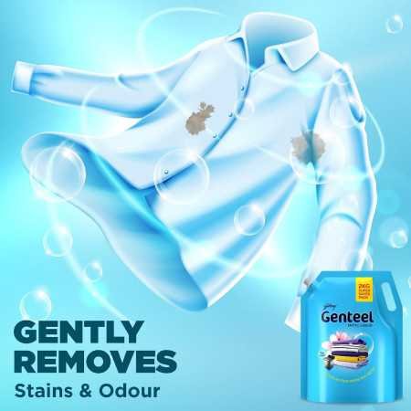 Genteel Matic Liquid Detergent Refill Pouch for Top load Washing - 2kg | No Soda Formula | with Added Fabric Conditioner Genteel Matic Liquid Detergent Refill Pouch for Top load Washing - 2kg | No Soda Formula | with Added Fabric Conditioner