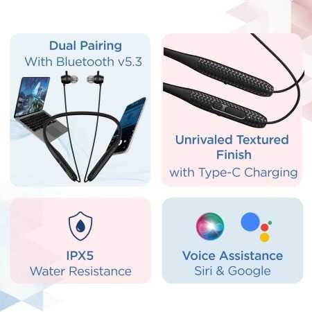 boAt Rockerz 255 Pro+ Bluetooth in Ear Neckband with Upto 60 Hours Playback, ASAP Charge, IPX7, Dual Pairing and Bluetooth