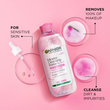 Garnier Micellar Cleansing Water - Gentle Cleanser & Make Up Remover For Everyday Use - Suitable For Sensitive Skin,