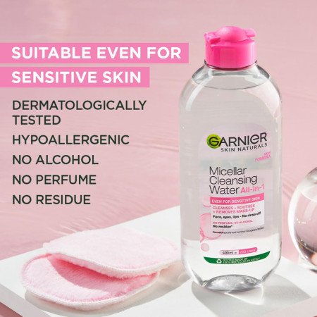 Garnier Micellar Cleansing Water - Gentle Cleanser & Make Up Remover For Everyday Use - Suitable For Sensitive Skin,