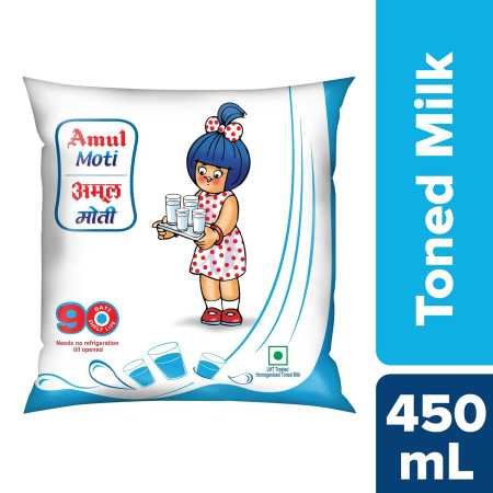 Amul Moti Homogenized Toned Milk, 450 ml Pouch Amul Moti Homogenized Toned Milk, 450 ml Pouch