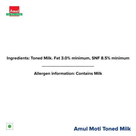 Amul Moti Homogenized Toned Milk, 450 ml Pouch Amul Moti Homogenized Toned Milk, 450 ml Pouch