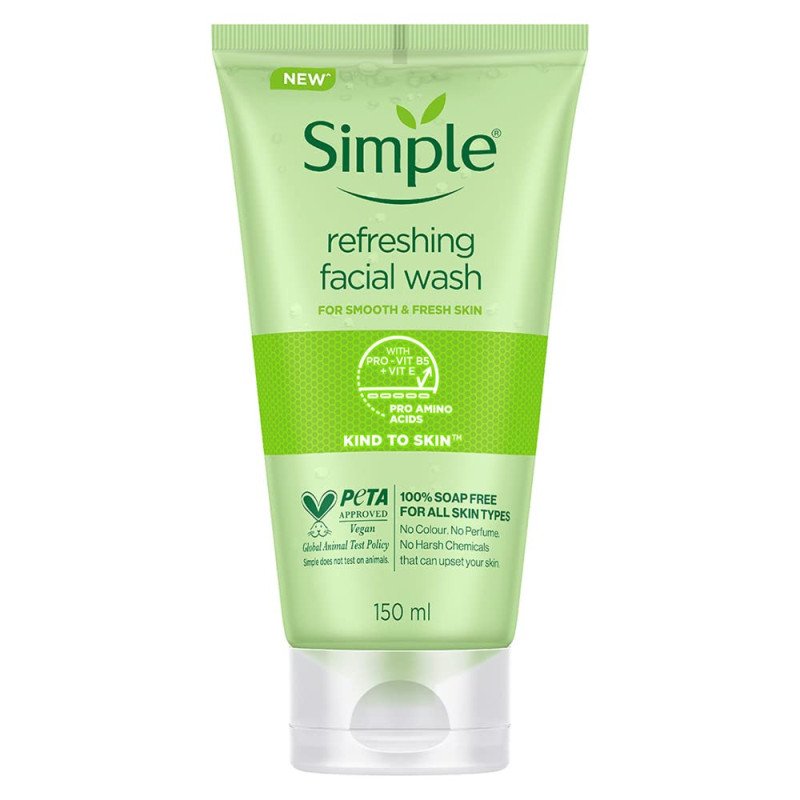 Simple Kind To Skin Refreshing Face Wash 150 ml | 100% soap-free gentle cleanser for sensitive, dry & oily skin, for women & men Simple Kind To Skin Refreshing Face Wash 150 ml | 100% soap-free gentle cleanser for sensitive, dry & oily skin, for women & men