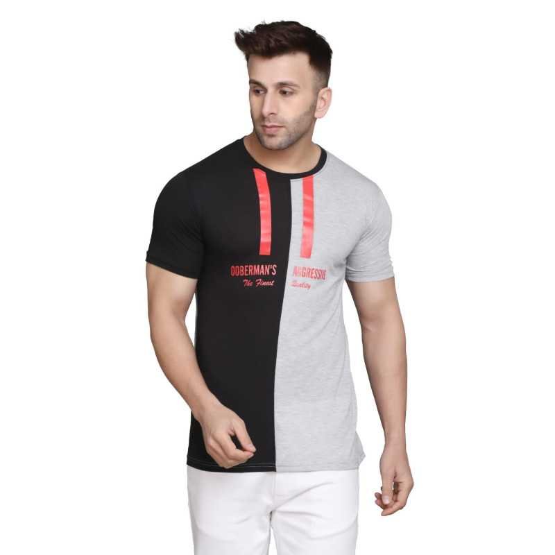 TOKO A FASHION Men's Cotton Blend Regular Fit T-shirt (TSHIRT1_NEWHALF_RED_P)