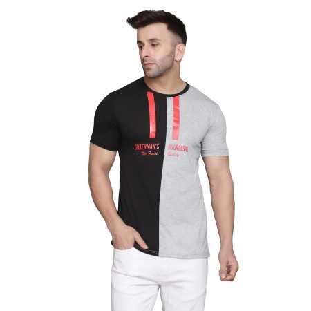 TOKO A FASHION Men's Cotton Blend Regular Fit T-shirt (TSHIRT1_NEWHALF_RED_P)