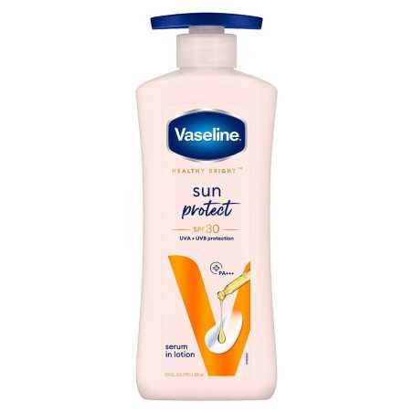 Vaseline Healthy Bright, Sun + Pollution Protection Daily Moisturizer, 400ml, for Glowing Skin, 2-in-1 Body Lotion with SPF 30,