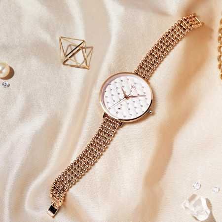 Fastrack Vyb Iconique Quartz Analog Pink Dial Metal Strap Watch for Girls-FV60014WM01W