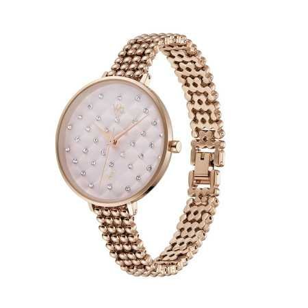 Fastrack Vyb Iconique Quartz Analog Pink Dial Metal Strap Watch for Girls-FV60014WM01W