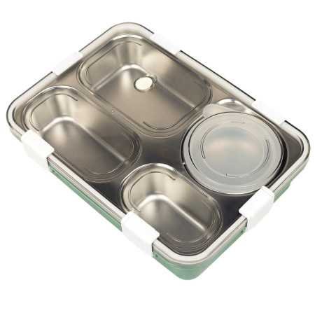 Darkpyro 3 Compartment Stainless Steel Lunch Box, Leakage Proof Lunch Box for School Kids and Adults Pack of 1 Blue,750ML