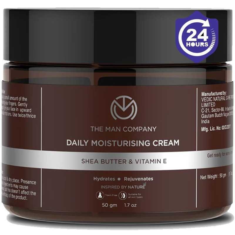 The Man Company Non-Sticky Daily Moisturizing Cream for Dry Skin | Moisturizes & Hydrates with Shea Butter, Vitamin E & Coco