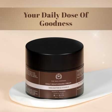 The Man Company Non-Sticky Daily Moisturizing Cream for Dry Skin | Moisturizes & Hydrates with Shea Butter, Vitamin E & Coco