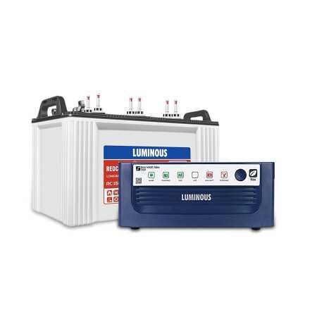 Luminous Inverter & Battery Combo (Eco Watt Neo 700 Square Wave 600VA/12V Inverter with Red Charge RC 15000ST Short Tubular