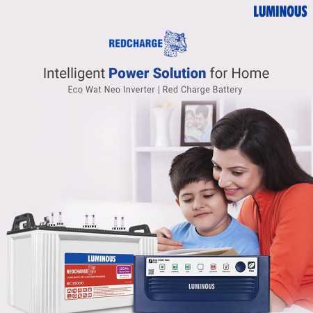 Luminous Inverter & Battery Combo (Eco Watt Neo 700 Square Wave 600VA/12V Inverter with Red Charge RC 15000ST Short Tubular