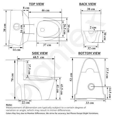 Plantex Platinum Ceramic Commode/S Trap One Piece Western Toilet/Rim Washdown Flush Commode with Soft Close Toilet Seat Cover