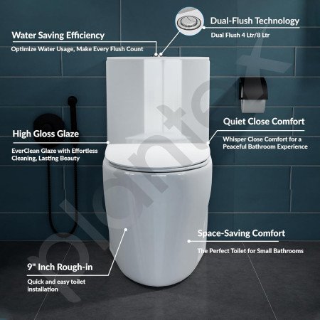 Plantex Platinum Ceramic Commode/S Trap One Piece Western Toilet/Rim Washdown Flush Commode with Soft Close Toilet Seat Cover