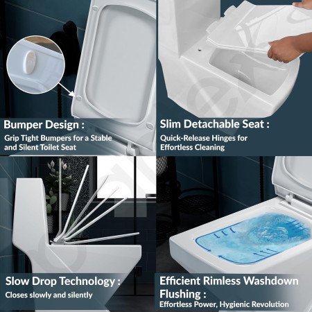 Plantex Commode for Toilet/Rimless Ceramic One Piece Western Toilet/Commode with Soft Closing Toilet Seat - S Trap Outlet
