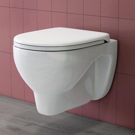 Plantex Commode for Toilet/Ceramic Western Toilet/Square Wall Hung Commode with Soft Closing Toilet Seat - P Trap Outlet -