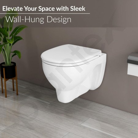 Plantex Commode for Toilet/Ceramic Western Toilet/Square Wall Hung Commode with Soft Closing Toilet Seat - P Trap Outlet -